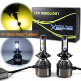 H7 Dual-Color 3000K/6000K HID matching xenon white /yellow LED Headlight High/Low Beam DRL Lamps For Audi Benz BMW VW