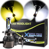 Pair 9003 H4 White and Yellow LED Headlight Dual-Beam DRL Lamps 36000LM For Toyota Honda Chevrolet