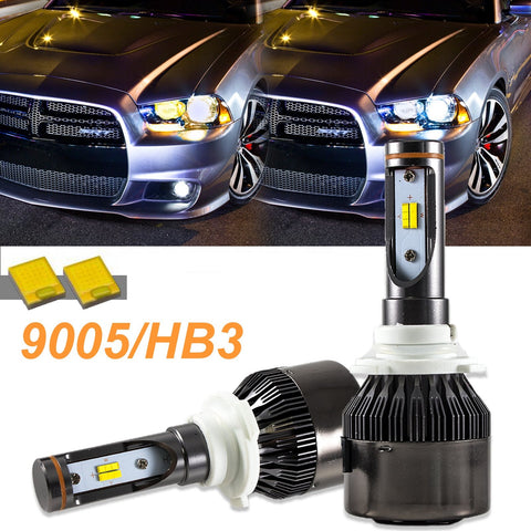 9005 Bright Dual-Color 3000K/6000K HID matching xenon white /yellow LED DRL Beam Headlight Bulbs For Land Rover Ford GMC Dodge Charger Accord Odyssey