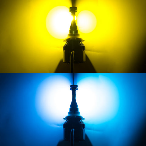 Dual Color Ice Blue Yellow 9005 HB3 LED High Low Beam Fog Light Daytime Running Light Headlight Kit 3000K 8000K