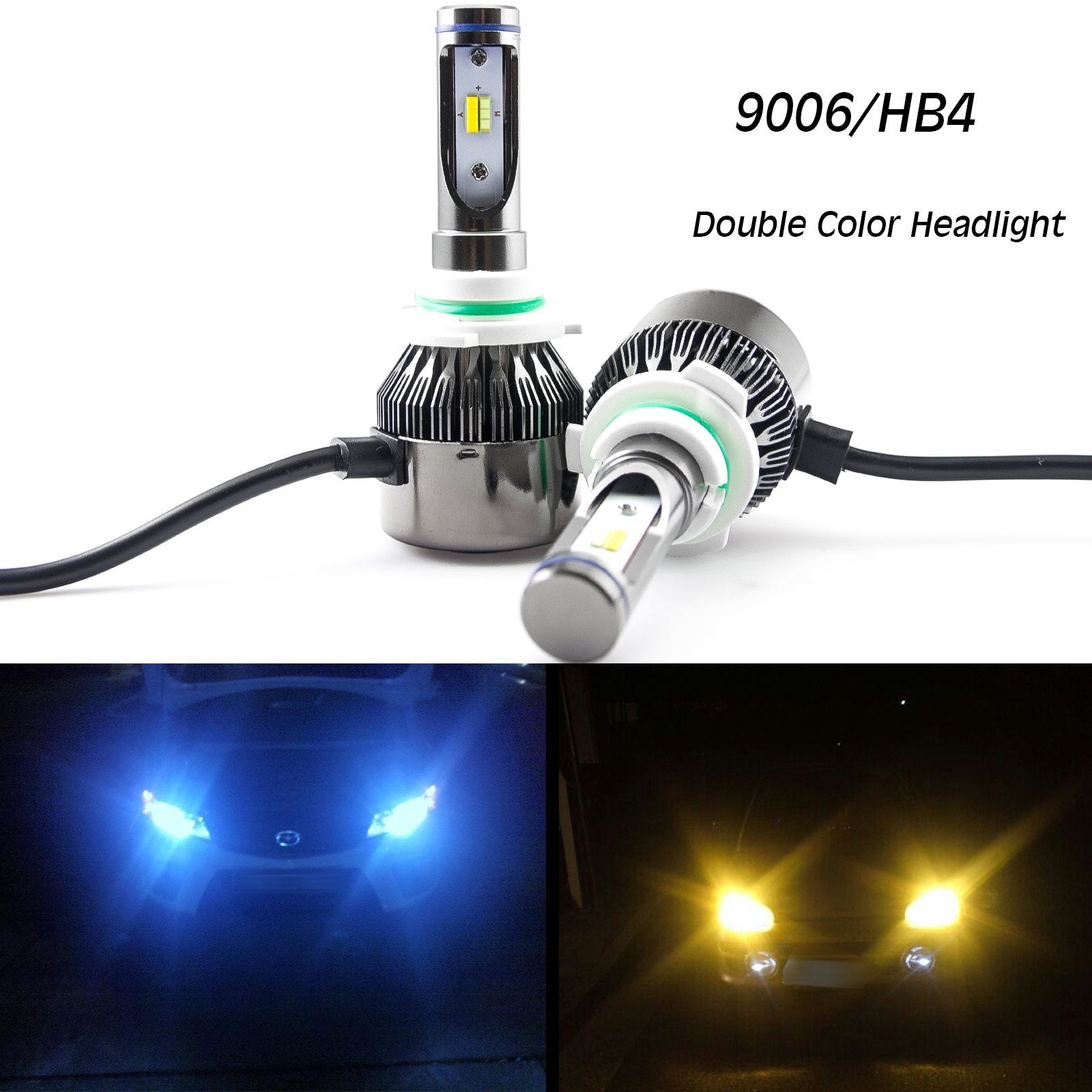 Double Color LED Headlight Kit 9006 HB4 60W 8000LM Chevrolet\ Dodge\ N