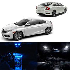 2016 Honda Civic Sedan Coupe 6x Interior White LED Lights Package Kit[White\ Blue]