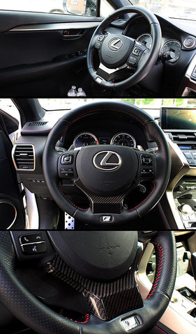 CARBON FIBER STEERING WHEEL ADD-ON TRIM COVER FOR 2015-17 LEXUS RC350 200T RC F