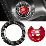 2x Carbon Fiber Red Engine Start Stop Button + Ring Covers For Infiniti Q50 Q60