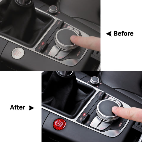 For Audi Red Carbon Fiber Engine Ignition Push Start/Stop Button Cap Sticker 1pc