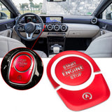 Car Keyless Engine Push Start Button + Surrounding Ring For Mercedes A CLA Class(Red)