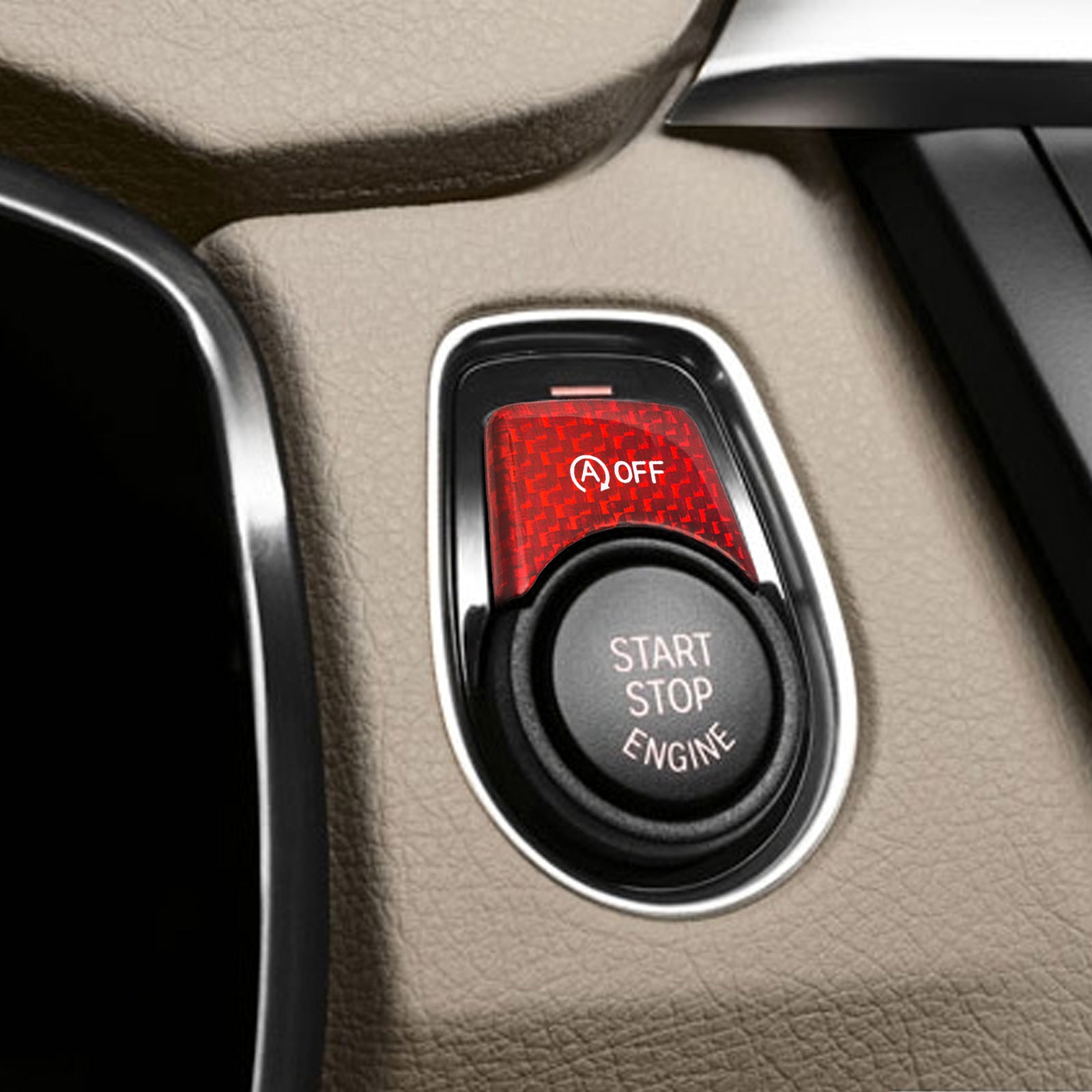 Red Real Carbon Fiber Start/Stop Button Cover For BMW F22 F30 F34 2 3 4  Series — iJDMTOY.com