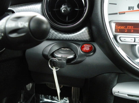 Carbon Fiber Car Engine Start Button Sticker Interior Ignition Trim Decal for Mini Cooper R55 R56 R57 R58 R59 R60 R61 Accessories (Red)
