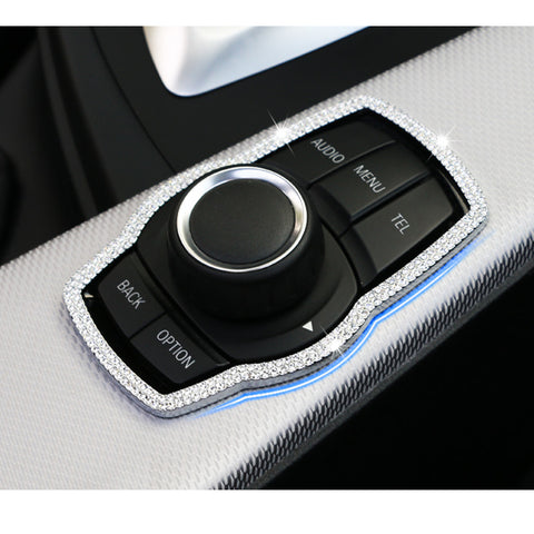 Bling Steering wheel Logo IDrive Button Frame Cover For BMW 1 3 4 5 7 Series