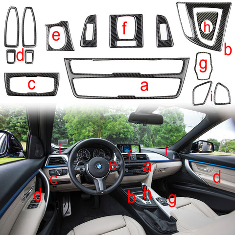 Car Dashboard Cover Stickers For 3 4 Series Gt F30 F32 F34 Interior  Decoration Frame Trim Rhd Real Carbon Fibre