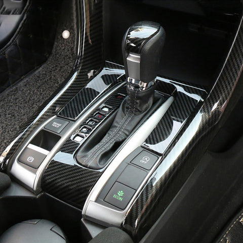 10th Gen Civic ABS Carbon Fiber Style Gear Panel Trim Shift Box Decoration Cover for Honda Civic 2020 2019 2018 2017 2016 - Automatic Transmission
