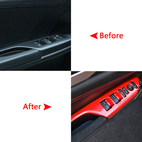Red Interior Armrest Window Rise Lift Down Control Switch Door Lock Panel Cover Trim Accessories for Honda Civic 10th Gen 2016 2017 2018 2019 2020