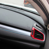 RED Interior Front Dashboard AC Air Vent Outlet Cover Trim Frame Panel Decoration 3pcs kit For Honda Civic 10th Gen 2016 2017 2018 2019 2020