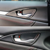 Carbon Fiber Pattern Inner Door Handle Bowl Cover For Honda Civic 10th 2016-2020