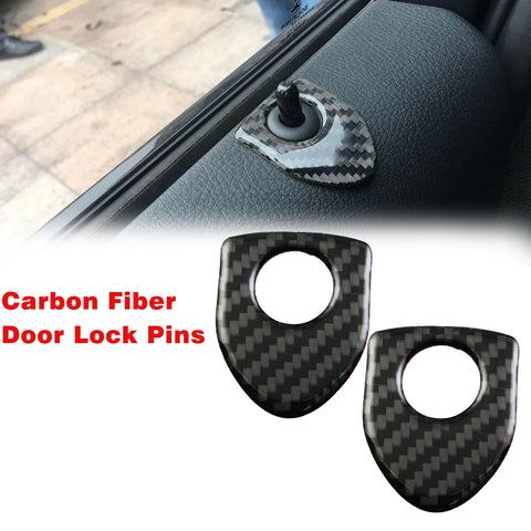 2X Shield Style Carbon Fiber Door Lock Pin Knob Decor Stickers Emblems For BMW 1 3 5 7 Series X3 X5 X6