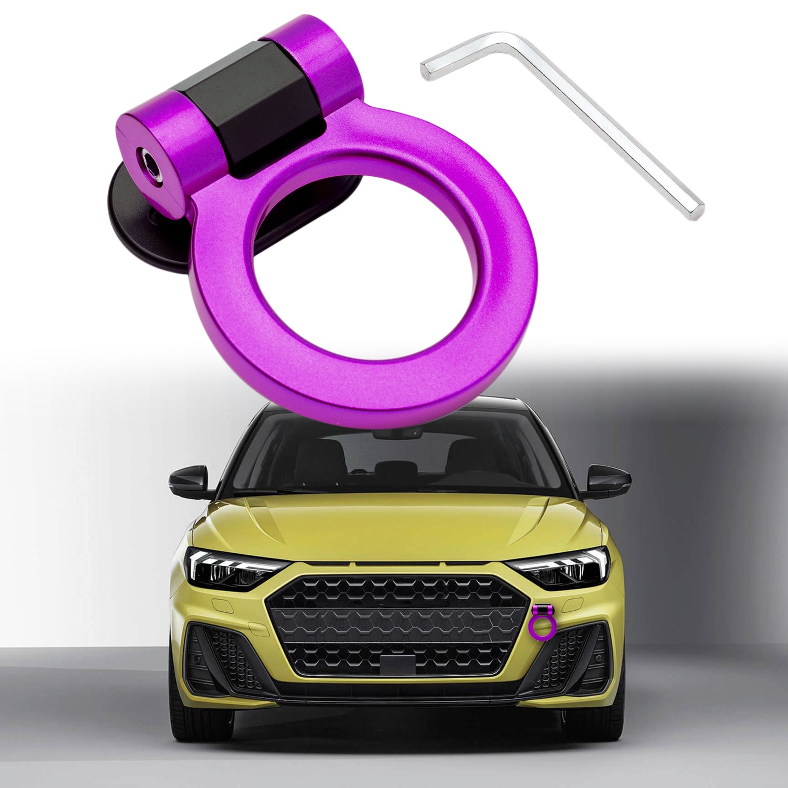 DNA Motoring THK-JDM-PP Universal for Japanese Car 1.88 Billet Aluminum  Front/Rear Trailer Tow Hook Ring Kit (Purple) 
