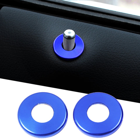 2pcs Aluminum Door Lock Knob Decorative Covers Stickers for Mercedes C E S GLC GLE Class Blue