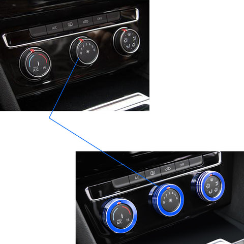 Blue Anodized AC Climate Control Knob Cover Ring For Volkswagen Golf GTI MK7