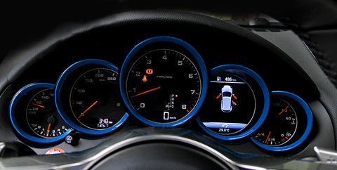 Chrome Blue Dashboard Meter Frame Cover Decor Ring Trim For Porsche Panamera 976