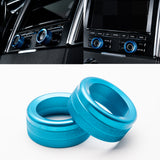 Blue Aluminum AC Climate Control and Radio Volume Knob Ring Covers For Porsche