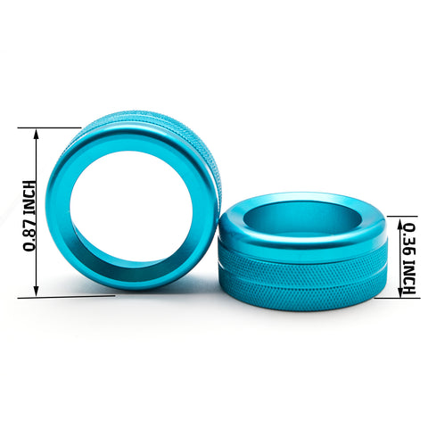 Blue Aluminum AC Climate Control and Radio Volume Knob Ring Covers For Porsche