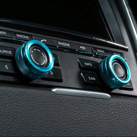 Blue Aluminum AC Climate Control and Radio Volume Knob Ring Covers For Porsche