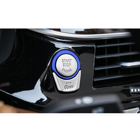 Blue Aluminum Engine Push Start Button Decoration Ring Trim For BMW 5 Series G30