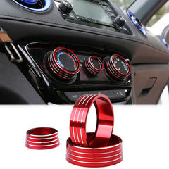 3x Red Alloy Interior Climate Controller Knob Cover Rings For Honda Jazz 2014-up