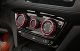 3x Red Alloy Interior Climate Controller Knob Cover Rings For Honda Jazz 2014-up