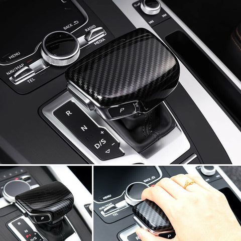 Carbon Fiber Pattern Center Console Gear Shift Knob Cover Trim Decoration for Audi Q7 A4L A5 Q5L