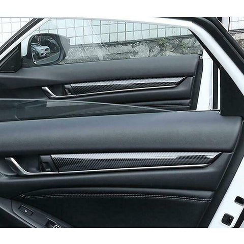8x Carbon Fiber Inner Door Panel + Door Handle Bowl Cover For Honda Accord 18-22