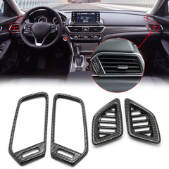 Carbon Fiber Texture Interior Dashboard Air Vent AC Outlet Frame Overlay Trim Decor Cover For Honda Accord 2018 2019 2020