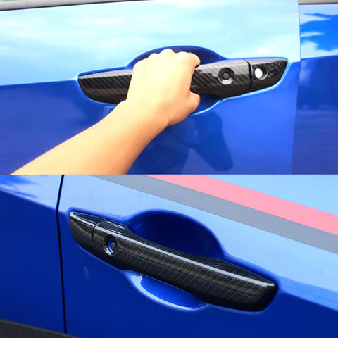 Exterior Door Handle Cover Trims, Carbon Fiber Pattern, Compatible with Civic 2016-2021(without keyless entry hole)
