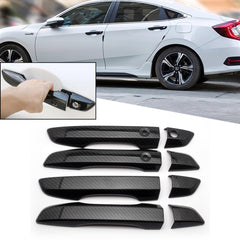 Exterior Door Handle Cover Trims, Carbon Fiber Pattern, Compatible with Civic 2016-2021(without keyless entry hole)