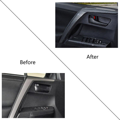Carbon Fiber Pattern Door Pull Handle Cover Combo Kit For Toyota RAV4 2013-2018