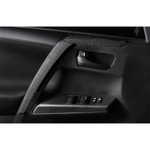 Carbon Fiber Pattern Door Pull Handle Cover Combo Kit For Toyota RAV4 2013-2018