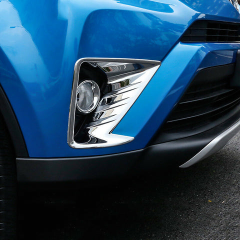 Chrome Front Headlight Eyelid Fog Light Frame Cover For Toyota RAV4 2016-2018