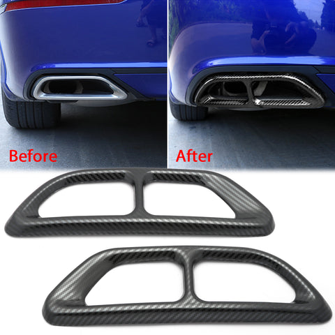 Carbon Fiber Texture Rear Cylinder Exhaust Pipe Cover Molding Overlay Trims For Honda Accord 10th Gen 2018 2019 2020