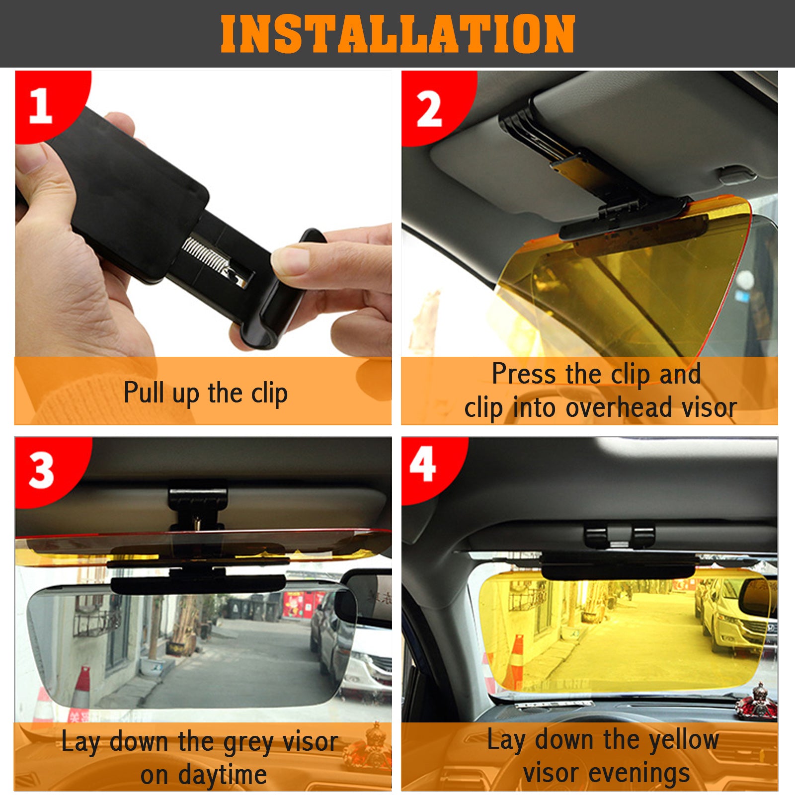 Car sun visor 2 in 1 day and night glare protection for car windshield