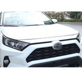 Set Carbon Fiber Style Exterior Front Grille Stripe Logo Ring Headlight Eyelid Accessories Cover Trim Combo Kit, Compatible with Toyota Rav4 2019-2024