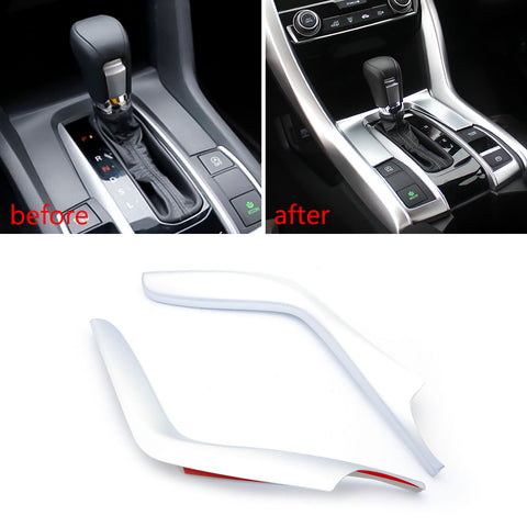 ABS Chrome Center Consoles Interior Gear Shift Panel Molding Strip Cover Decoration Trim for Honda Civic Accessories 2020 2019 2018 2017 2016 - Silve