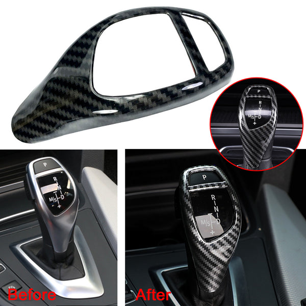 True Carbon Fiber compatible with BMW F20 F22 F21 F30 F32 F33 F36 F06 F12  F13 X5 F15 X6 F16 Car Gear Shift Knob Cap Cover Sticker Panel Trim