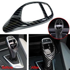 Carbon Fiber Pattern Gear Shift Knob Cover Trim for BMW F20 F21 F22 F23 F30 F32 F33 F34 F35 F36 F06 F12 F13 F25 F26 F15 F16 I8 X3 X4 X5 X6 Sports Style Car Accessories Interior Trim