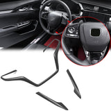 Carbon Fiber ABS Interior Steering Wheel Frame Cover Trim Decoration For Honda Civic 10th Gen 2016-2021,CRV 2017-2022