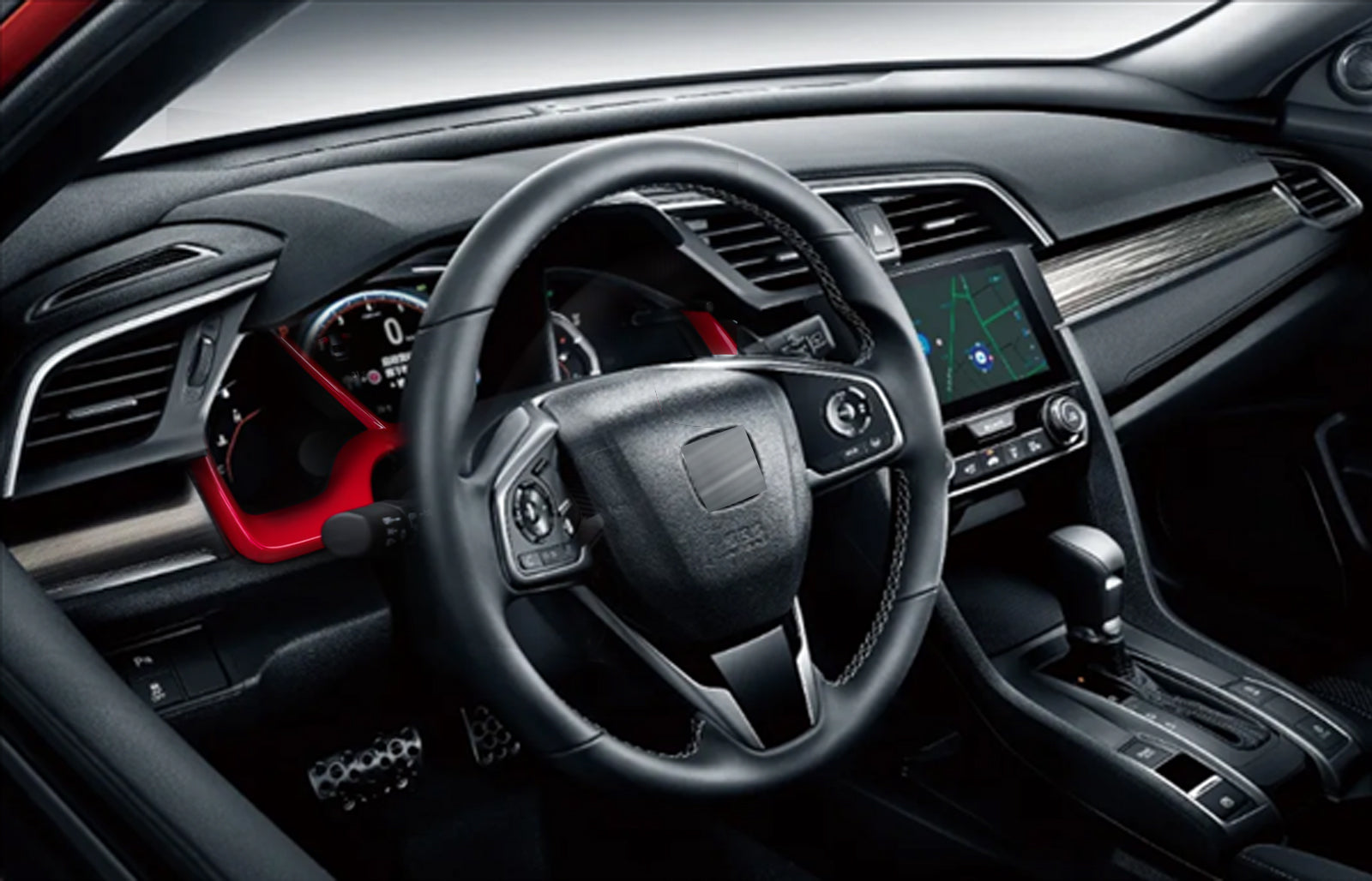 Car Interior Dashboard Decor Frame Red Trim ABS for Honda Civic 10th Gen  2016 2017 2018 2019 2020 2021 Accessories Auto Parts