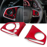 Red Interior Steering Wheel Frame Trims Wheel Button Decoration Cover for Honda Civic 10th Gen 2016 2017 2018 2019 2020