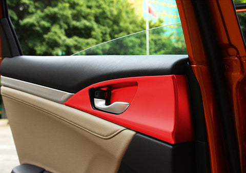 4x Red Interior Door Handle Bowl Panel Molding Cover Decoration Trim for Honda Civic 10th Gen Sedan 2016 2017 2018 2019 2020