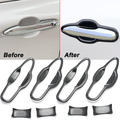 Carbon Fiber Style Exterior Door Handle Bowl Overlay Molding Cover Trims for Toyota Camry 2018-2024
