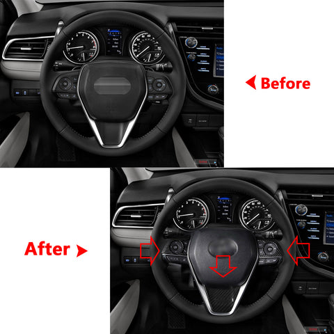 Interior Steering Wheel Button Overlay Molding Cover Trims Carbon Fiber Style for Toyota Camry 2018-2024