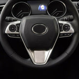 Interior Matte Silver Steering Wheel Button Overlay Molding Cover Trims for Toyota Camry 2018 up